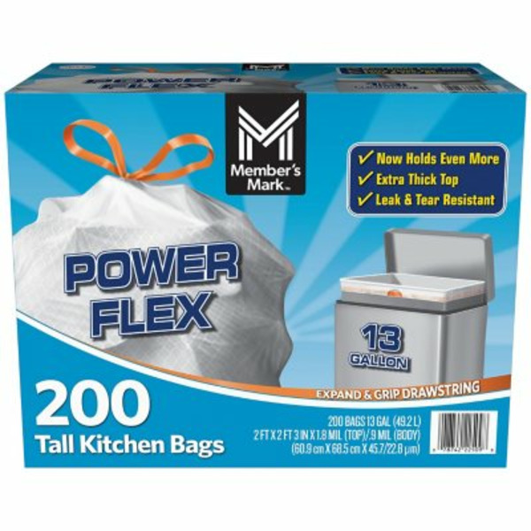 Member's Mark Power Flex Tall Kitchen Drawstring Bags Same-Day