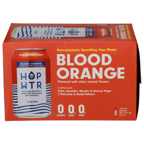 Hop Wtr NA Sparkling Blood Orange Hop Water 6 Pack Cans