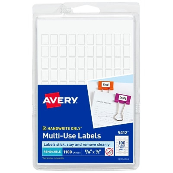 Avery 5/16"x 1/2" White Hand Written Multipurpose Labels