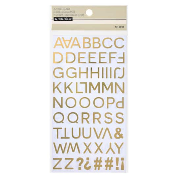 Recollections Thin Alphabet Stickers - Gold Foil - 134 Pieces
