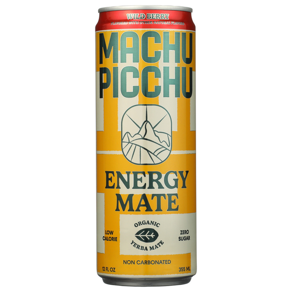 Machu Picchu Energy Org Yerba Mate Zero Sugar, Wild Berry, 12 fl