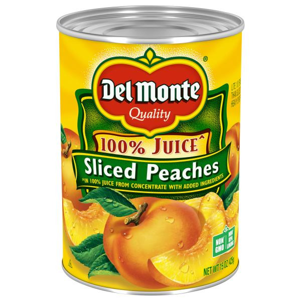 Del Monte Yellow Cling Sliced Peaches in 100% Juice, Canned Fruit