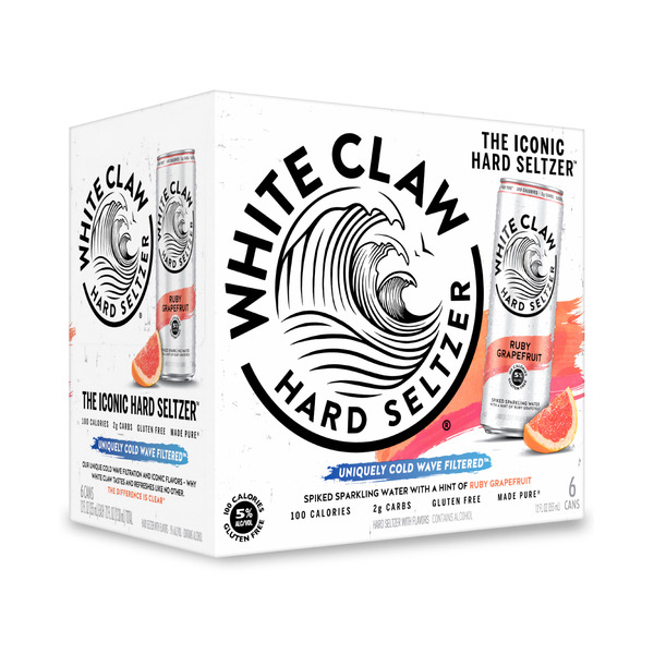 White Claw Hard Seltzer Ruby Grapefruit, 6 Pack, 12 fl oz Cans, 5