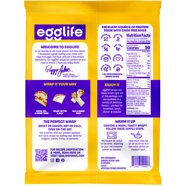 Enlarge Back of Food egglife original, egg white wraps (opens in a new tab)
