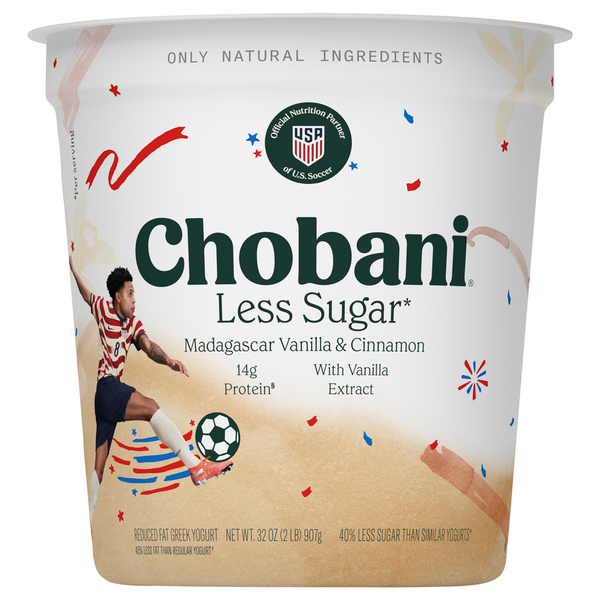 Chobani Less Sugar Reduced Fat Madagascar Vanilla & Cinnamon Greek