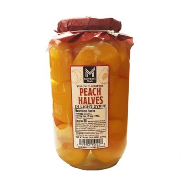 Member's Mark Yellow Clingstone Peach Halves In Light Syrup Same