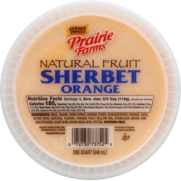 Prairie Farms Sherbet, Orange, Natural Fruit Same-Day Delivery or