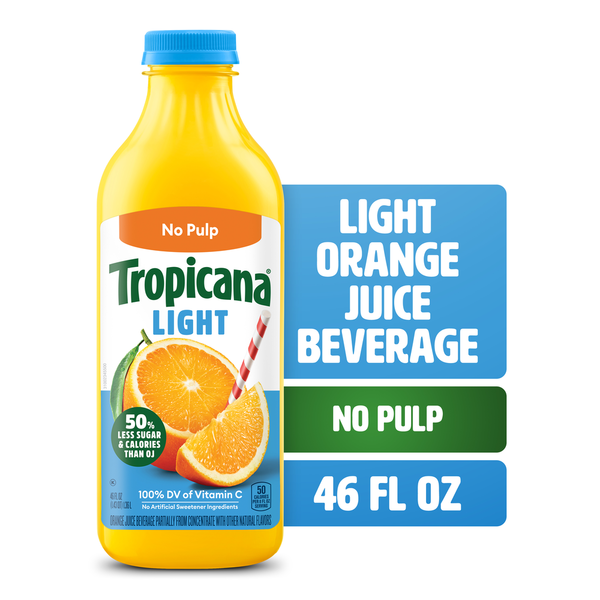 Tropicana Light Orange Juice Beverage, No Pulp