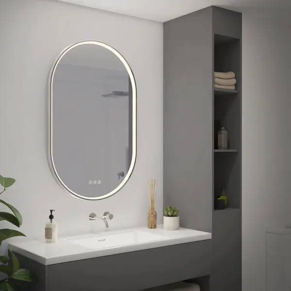 Artika Royce Oval LED Wall Mirror 3CCT With Integrated Defogger Same ...