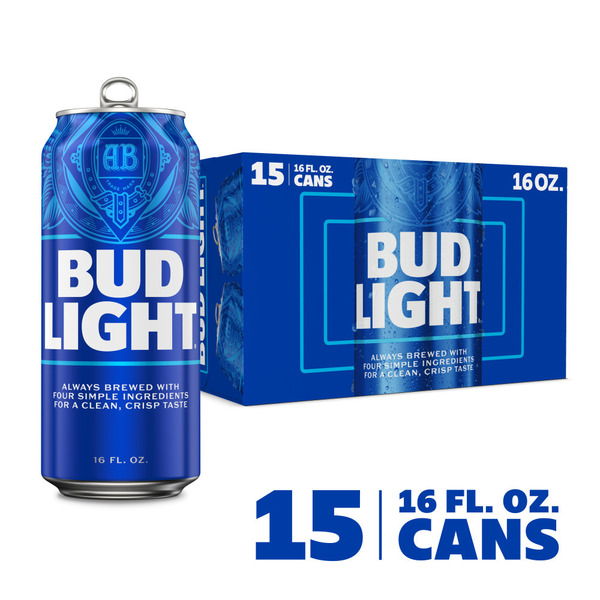 Bud Light American Lager Beer 15 Pack, 16 Fl Oz Cans Same-Day