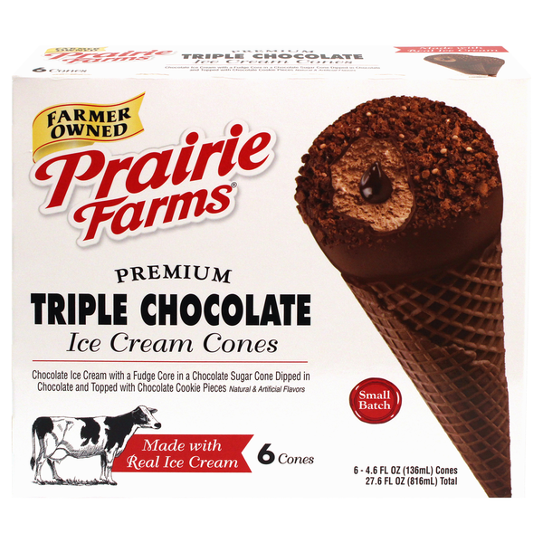 Prairie Farms Premium Triple Chocolate Ice Cream Cones Same-Day