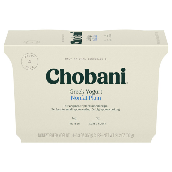 Wegmans Chobani Non-Fat Plain Greek Yogurt Value 4 Pack Plain Nonfat ...