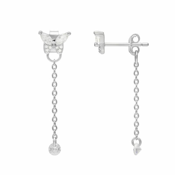 Primrose Sterling Silver & Cubic Zirconia Butterfly Drop Earrings