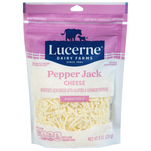 Lucerne Shredded Cheese, Pepper Jack
