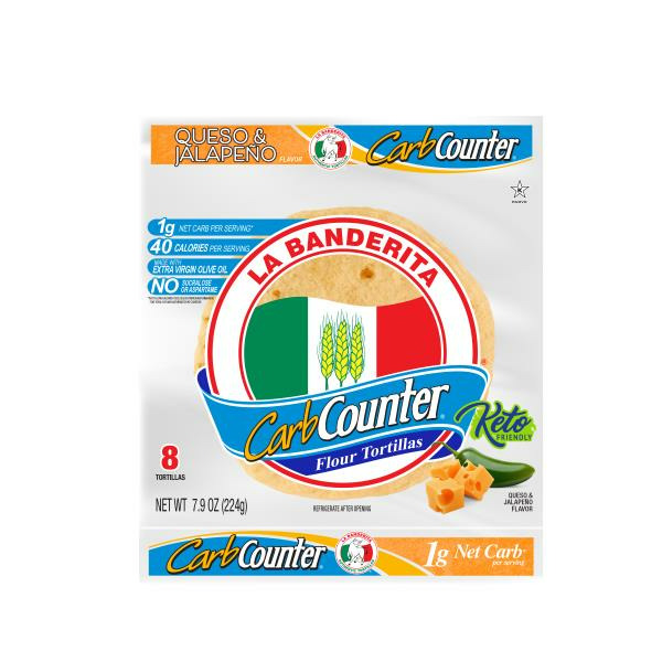 La Banderita Carb Counter Queso & Jalapeno Flour Tortillas Same