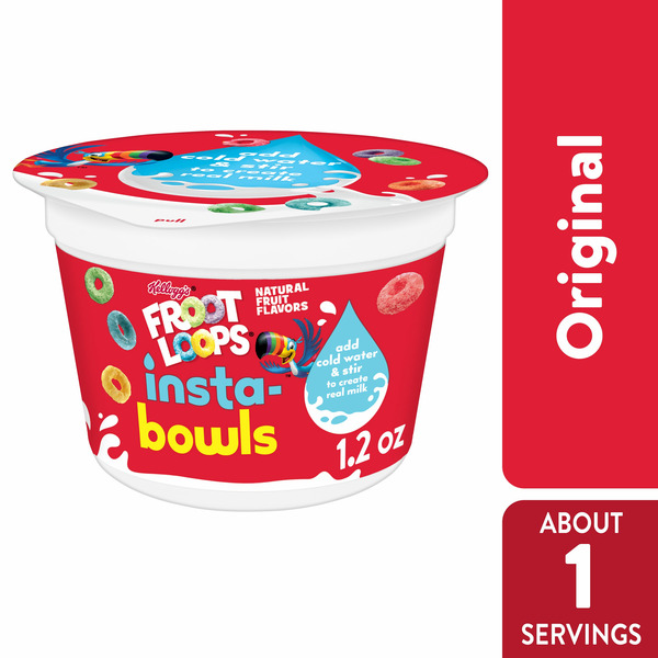 Kellogg Froot Loops Cold Breakfast Cereal, Instant Cereal, Kids Snacks, Original