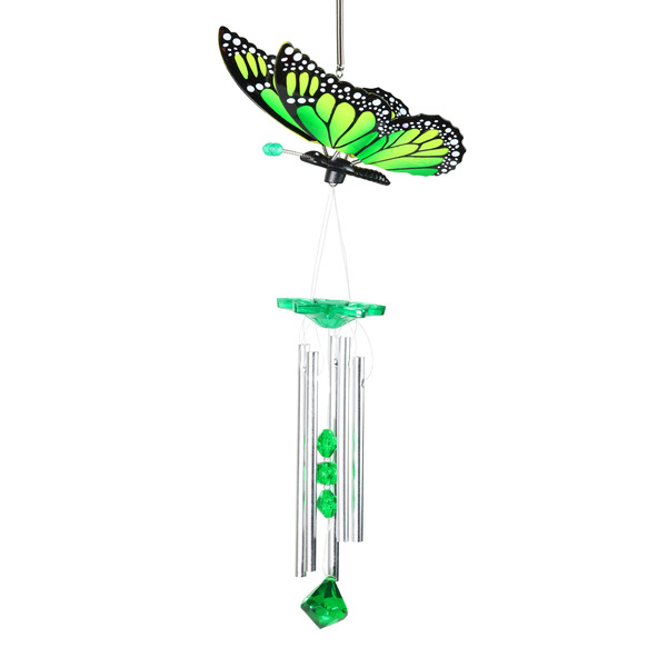 Exhart 17.99-in Green Metal Butterfly Wind Chime