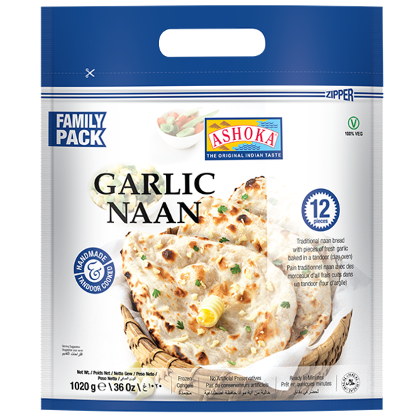 ASHOKA - GARLIC NAAN - 12 CT