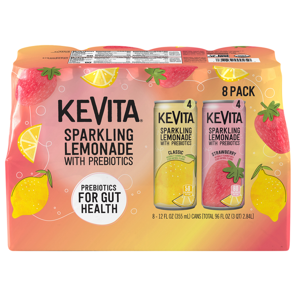 KeVita Sparkling Lemonade, with Prebiotics, 8 Pack Same-Day