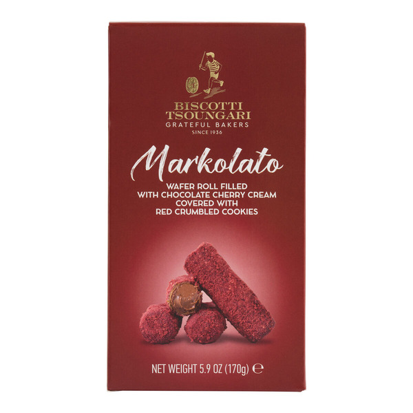 World Market Biscotti Tsoungari Chocolate Cherry Cream Wafer Rolls