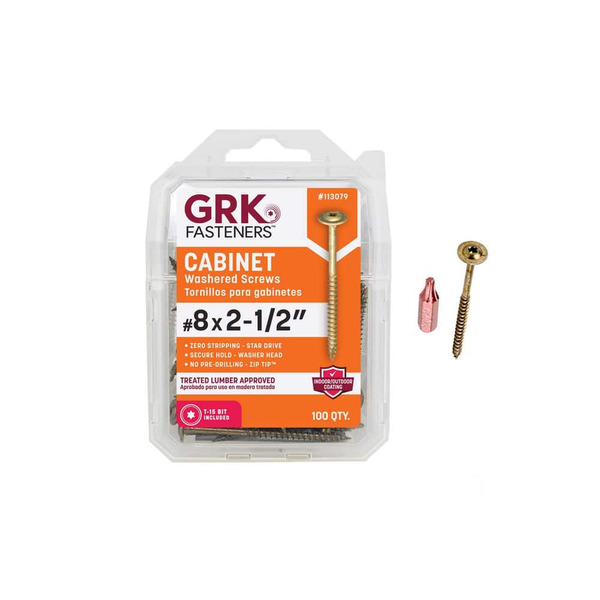 GRK Fasteners #8 X 2-1/2 In. Star Drive Low Profile Washer-head Wood Cabinet Screw (100 Per Pack)