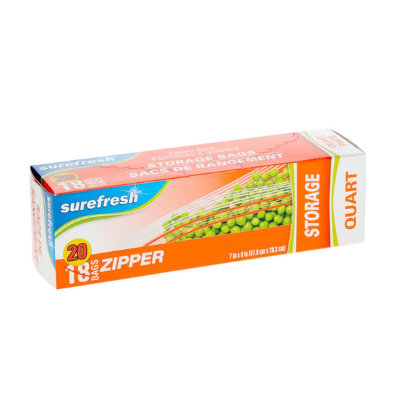 Sure Fresh Storage Quart Double Zipper Bags Same-Day Delivery