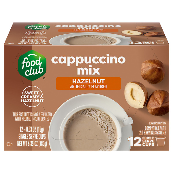 Food Club Hazelnut Cappuccino Mix Single Serve Cups Same-Day