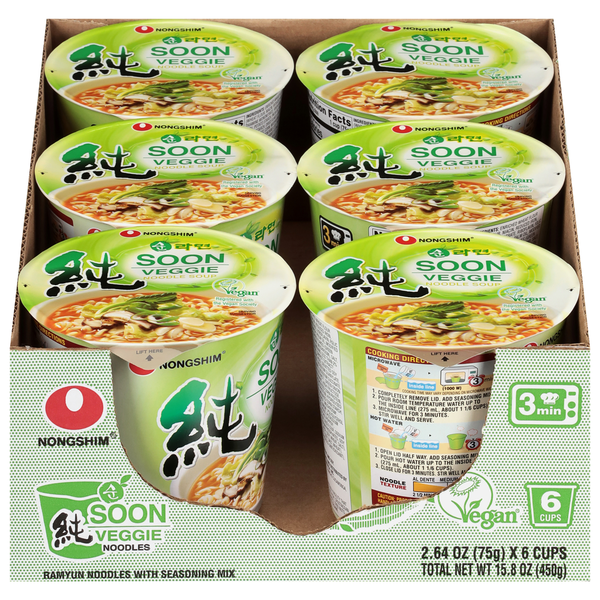 Nongshim Soon Veggie Ramyun Noodles with Seasoning Mix Same-Day