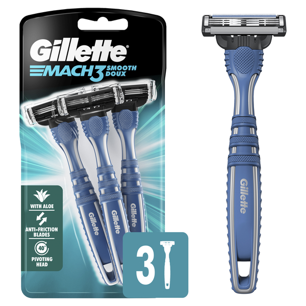 Gillette Mach3 Men's Disposable Razors, 3 Count Same-Day Delivery