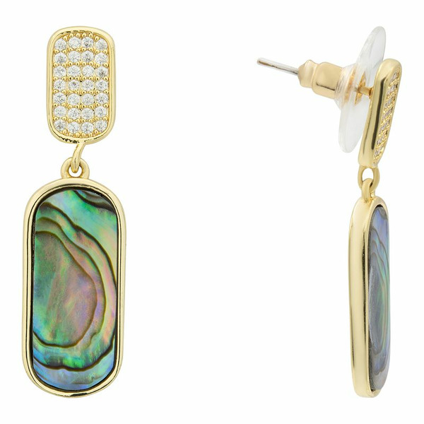 City Luxe Gold Tone Genuine Abalone & Cubic Zirconia Drop Earrings, Women's, Size: One Size, Multicolor