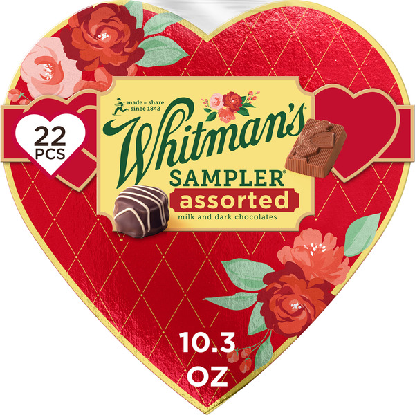 Whitman's Sampler Valentine's Day Red Floral Heart Assorted Milk