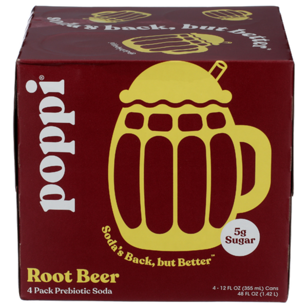 Poppi Root Beer Prebiotic Soda 4 Pack
