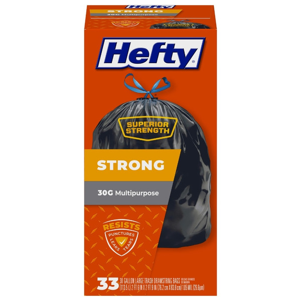Hefty 30 Gallon Strong Multipurpose Drawstring Large Trash Bags