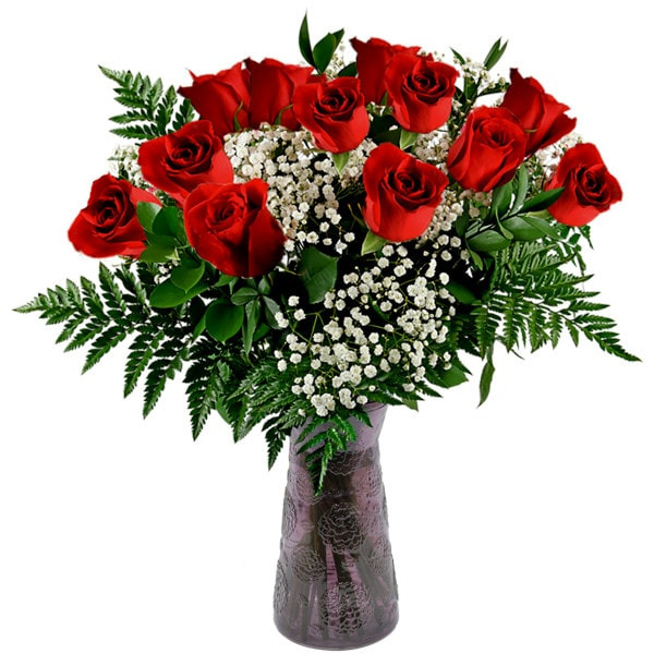 One Dozen Rose Vase Arrangement Same-Day Delivery or Pickup