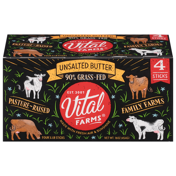 Vital Farms Pasture-Raised 90% Grass-Fed Unsalted Butter