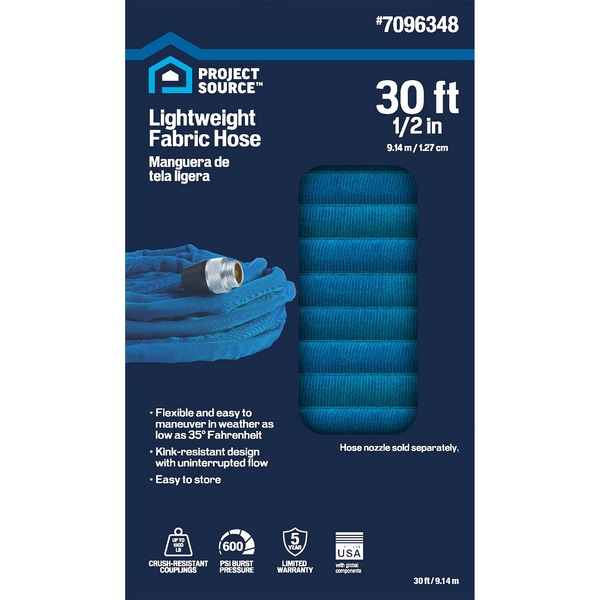 Project Source Lightweight 1/2-in x 30-ft Premium -Duty Kink Free Woven Blue Coiled Hose