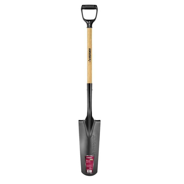 Husky 28 In. Wood Handle D-grip Carbon Steel Drain Spade