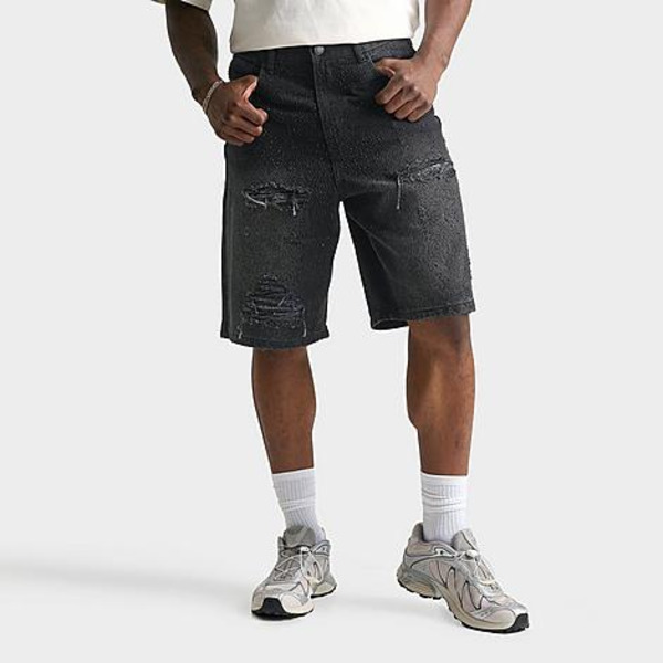 Supply & Demand Men's Depart V2 Distressed Denim Shorts, Size 34 - Black