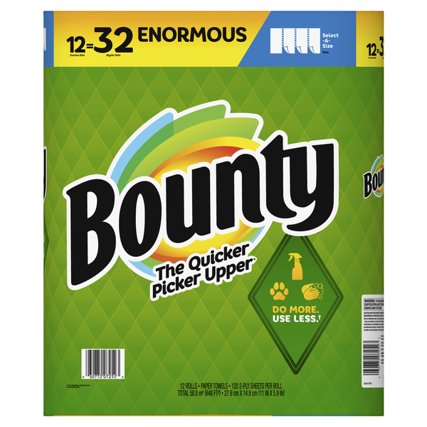 Bounty Select-A-Size Paper Towels, White, 8 Double Plus Rolls 20 Regular Rolls