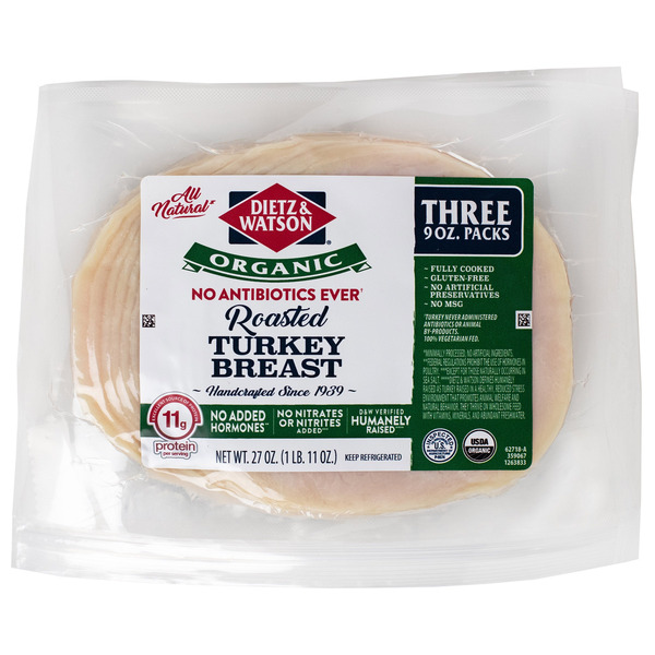 Organic Sliced Turkey, 3 x 9 oz