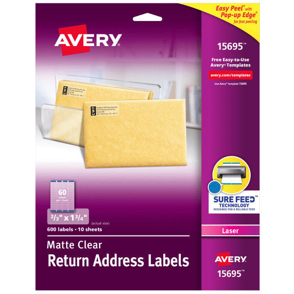Avery 5697 2/3" x 1-3/4" Clear Easy Peel Laser Address Labels