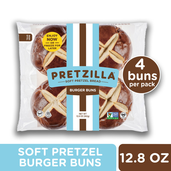 Pretzilla GMO-Free Soft Pretzel Burger Buns