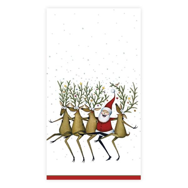 Caspari Napkins, Santa's Kickettes, White, 3-Ply