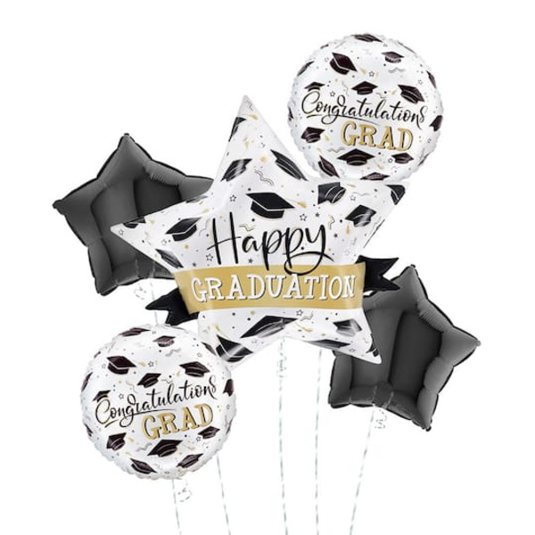 Betallic Inflated Graduation Caps Foil Balloon Bouquet