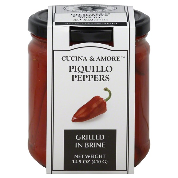 Cucina & Amore Piquillo Peppers, Whole, Grilled in Brine (14.5 oz