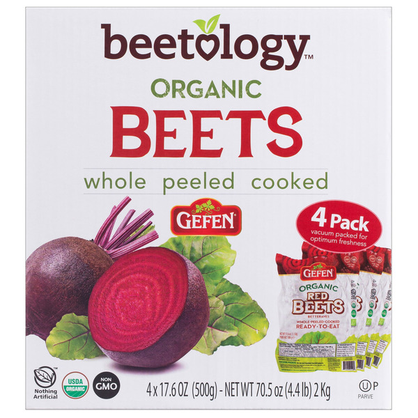 Gefen Organic Whole Peeled Beets, 17.6 oz, 4-count