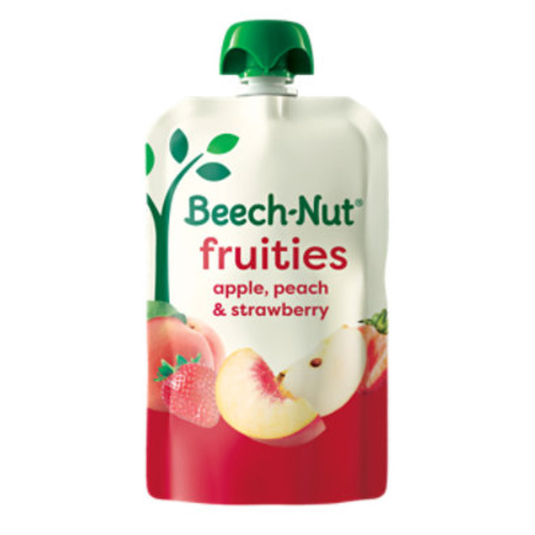 Beech-Nut Fruities Stage 2 Baby Food, Apple Peach & Strawberries, 3.5 oz Pouch