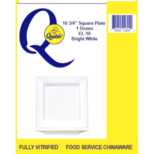 Qualite - 10.75" Bright White Square Plate - 1 Dz