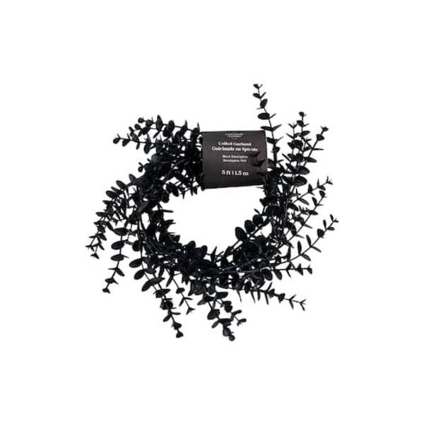 Ashland Eucalyptus Leaf Coiled Garland - Black