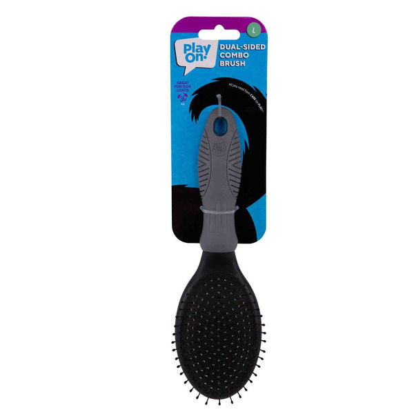 Play On Grooming Combo Dog Bristle & Pin Brush, Large